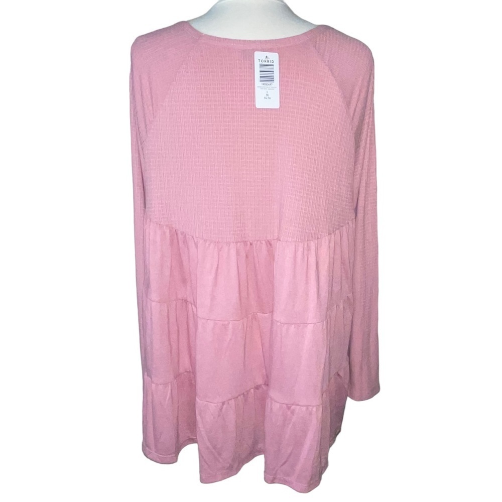 Torrid | Texture Jersey Tiered Back Top in a Dusty Rose Pink Womens Size 1X Plus - Picture 9 of 17